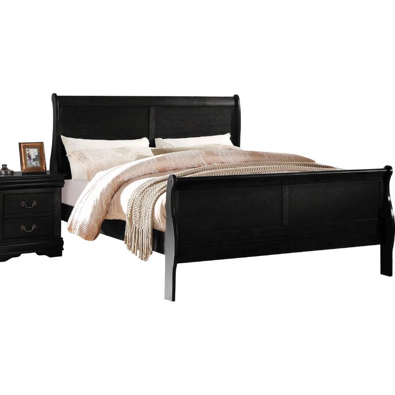 Transitional Style Solid Wood Platform Bed with Hand Selected Veneers and Antique Brass Hardware