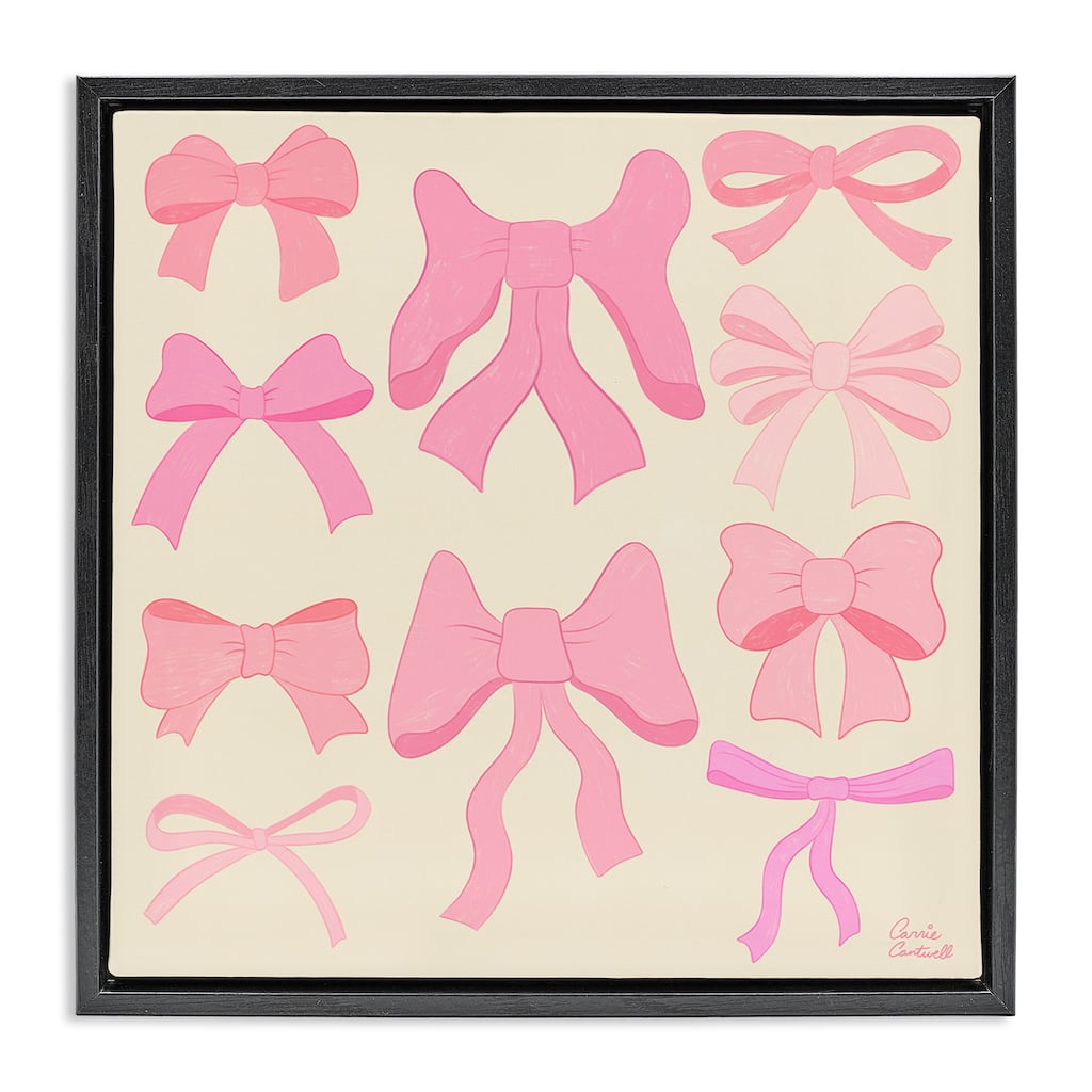 Stupell Trendy Pink Bows Assortment Framed Floater Canvas Wall Art Design By Carrie Cantwell