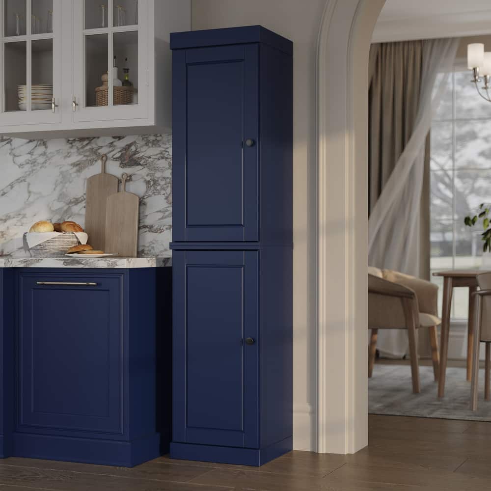 100% Solid Wood Tall Kitchen Pantry Cabinet with Doors & Adjustable Shelves, 16.5" W x 71.5" H, Palace Imports