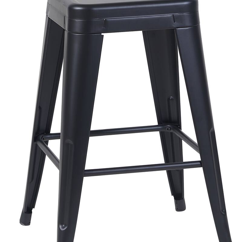 AC Pacific 24 Inch Industrial Stackable Metal Counter Stools Set of 2