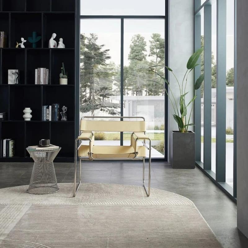 Mid-Century Modern Saddle Leather Accent Chair with Steel Legs