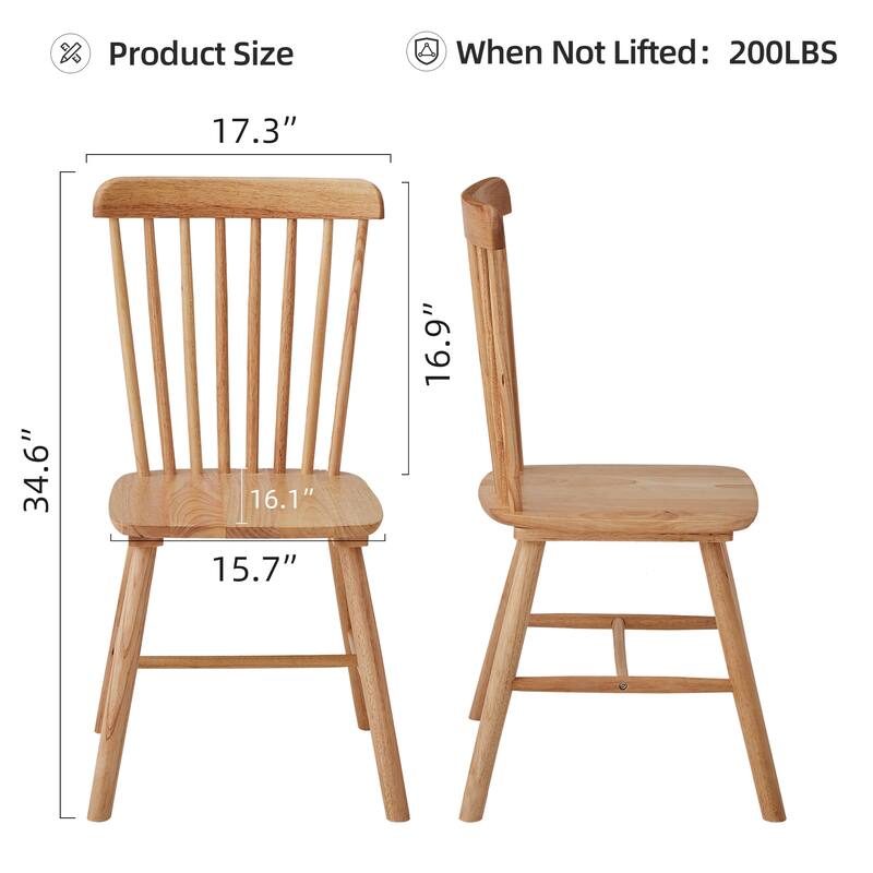 Modern Solid Wood Dining Chairs with Curved Backrests (Set of 4)