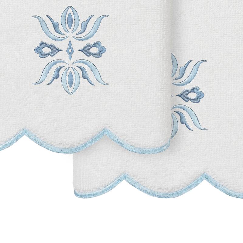 Authentic Hotel and Spa 100% Turkish Cotton FLOWER CREST Scallop Towel Collection