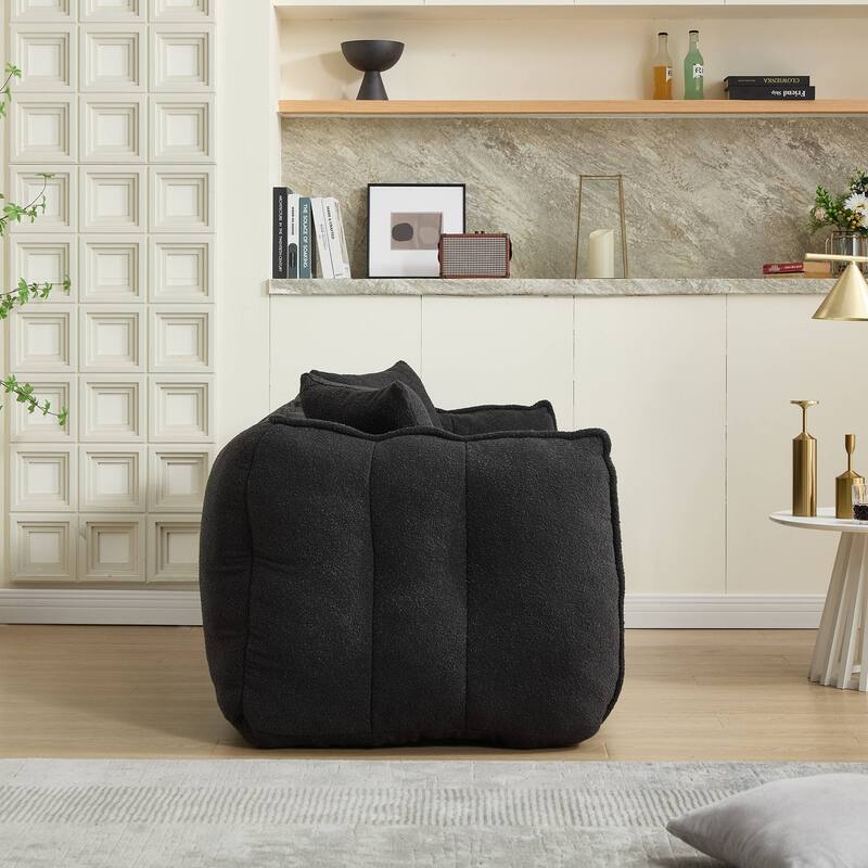 Soft Bean Bag Chair for Adults, Cozy Lazy Bean Bag Sofa, 2 Seat with Armrests for Home