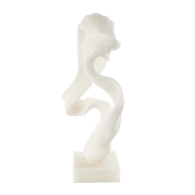 Polystone Abstract Twisted Wave Decorative Sculpture with Elevated Base - White - Roche River Decor