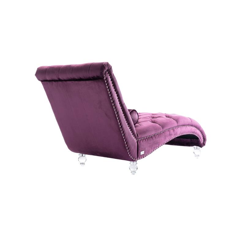 PUrple Modern 64" Tufted Chaise Lounge Chair with Pillow