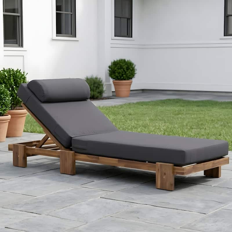 78.8-inch Outdoor Patio Lounge Chair with Adjustable Recliner, Headrest, and Retractable Side Tray