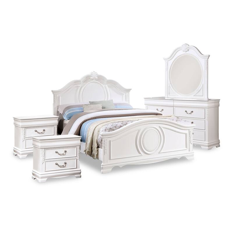 Furniture of America Pati 5-Piece White Wood Panel Bedroom Set