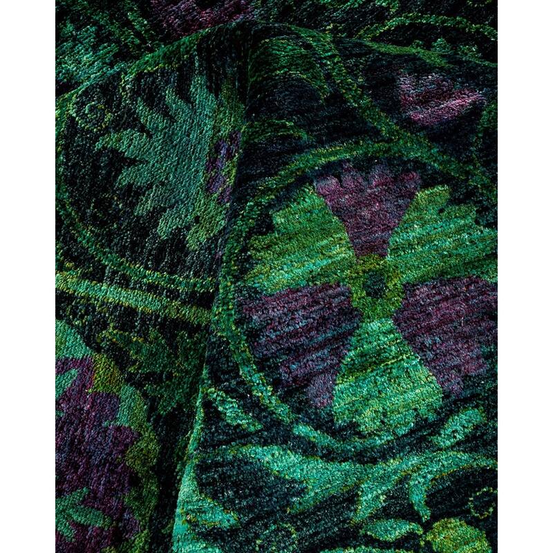 Overton Hand Knotted Wool Vintage Inspired Modern Contemporary Overdyed Black Area Rug - 8' 3" x 10' 4"