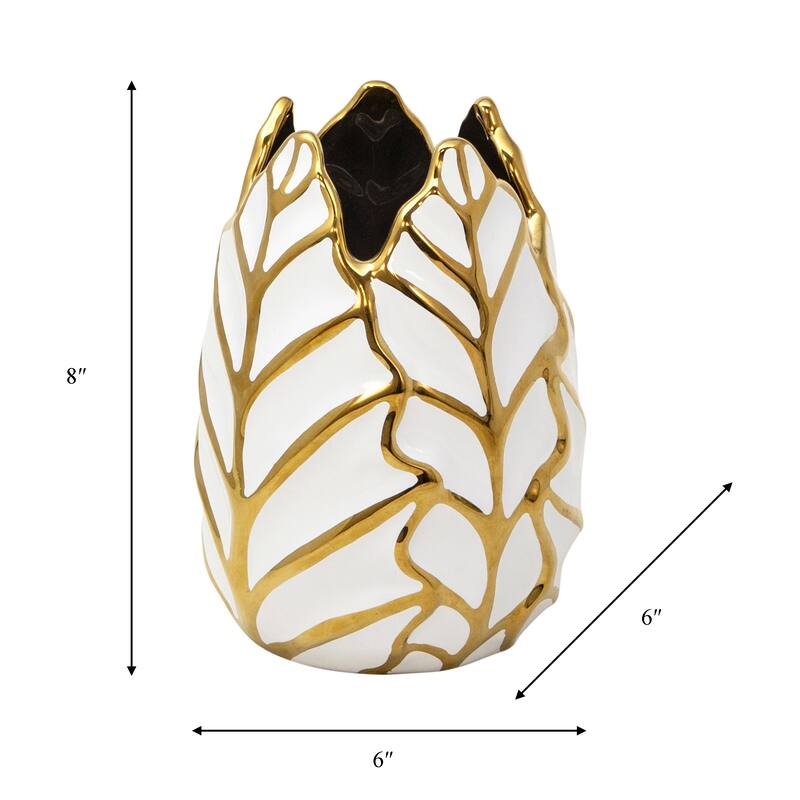 Sagebrook Home Leaf Ceramic Accent Vase