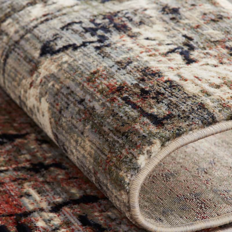 Cool Grey/Spice Abstract Area Rug