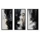 preview thumbnail 2 of 5, Designart "Black Textured Splash Paint Art III" Abstract Painting Framed Wall Art Set Of 3 For Office Decor
