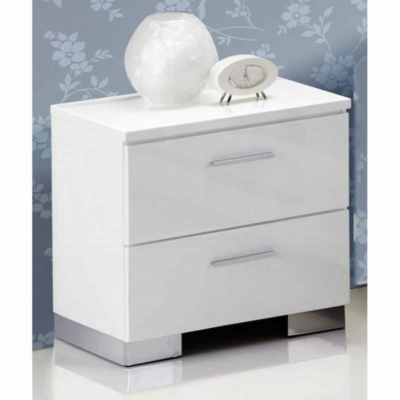 2 Drawers Nightstand with Chrome Legs