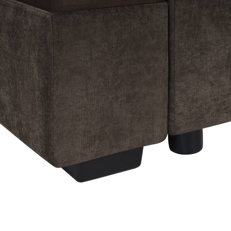 Roomfitters 93.7" L-Shaped Upholstered Sectional Sofa with Wooden Storage Compartment
