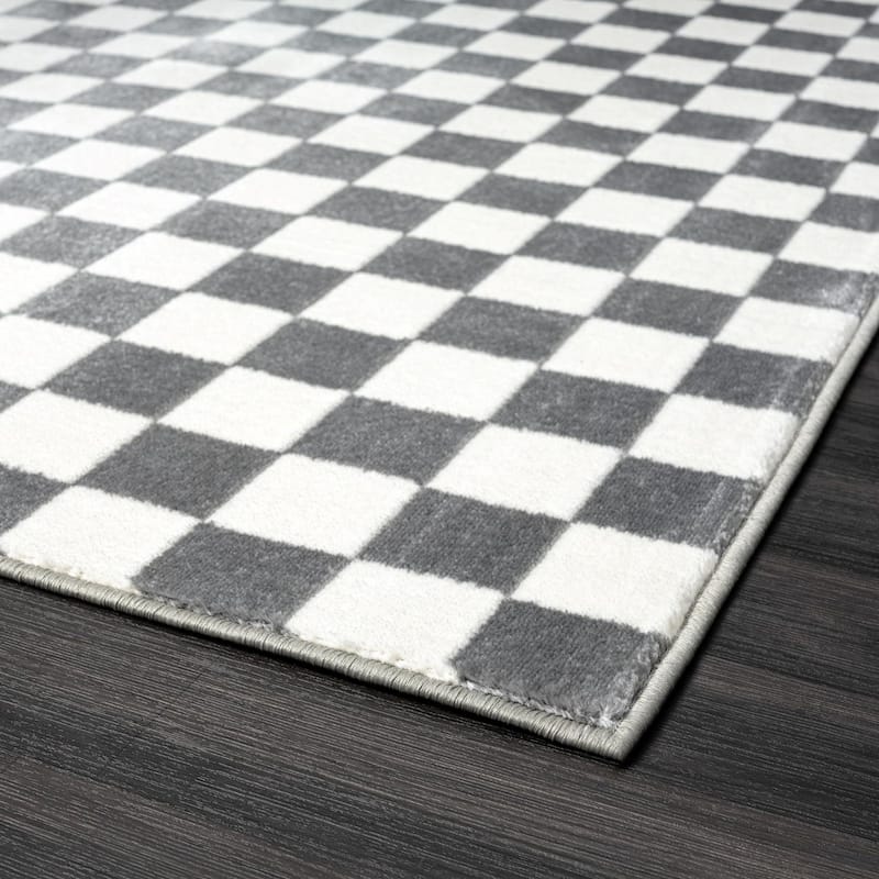 Luxe Weavers Checkered Geometric Gray 5x7 Area Rug