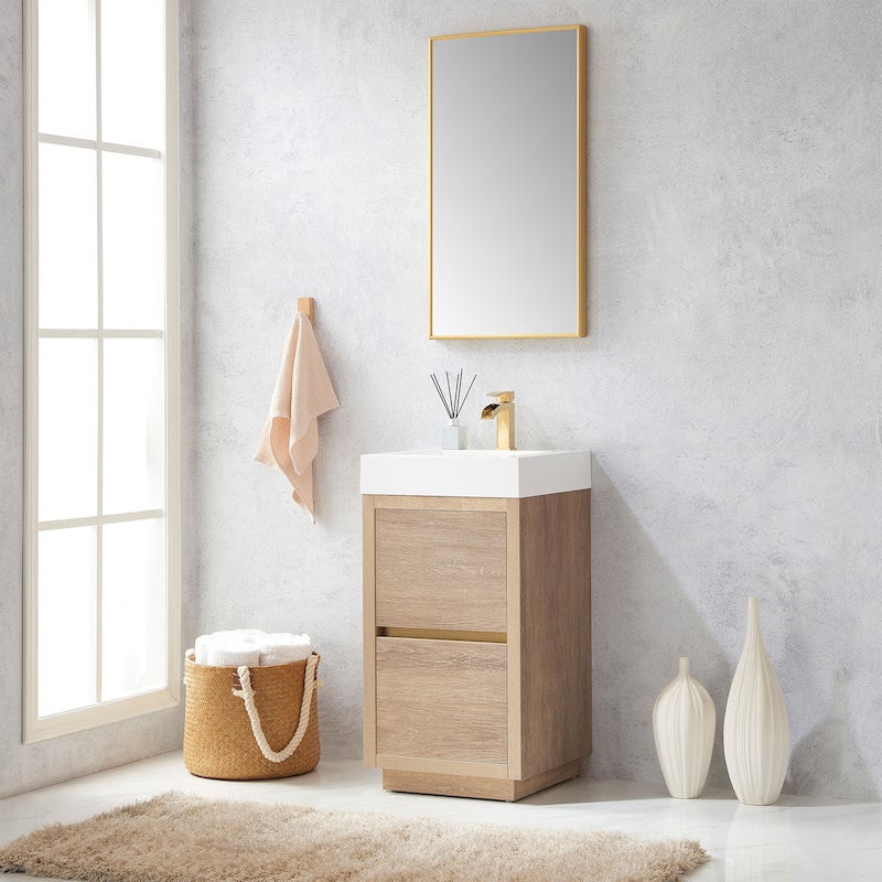 Huesca 18" Single Sink Bath Vanity with White Sink Top and Mirror