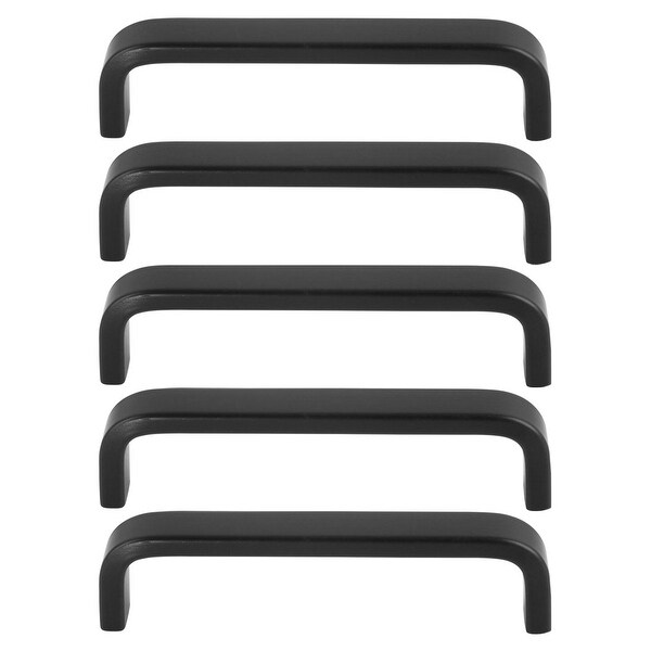 Cabinet Handles Pull Space Aluminum Plating 5" Hole Center for Drawer Cabinet Cupboard Dresser Door 5pcs, Black