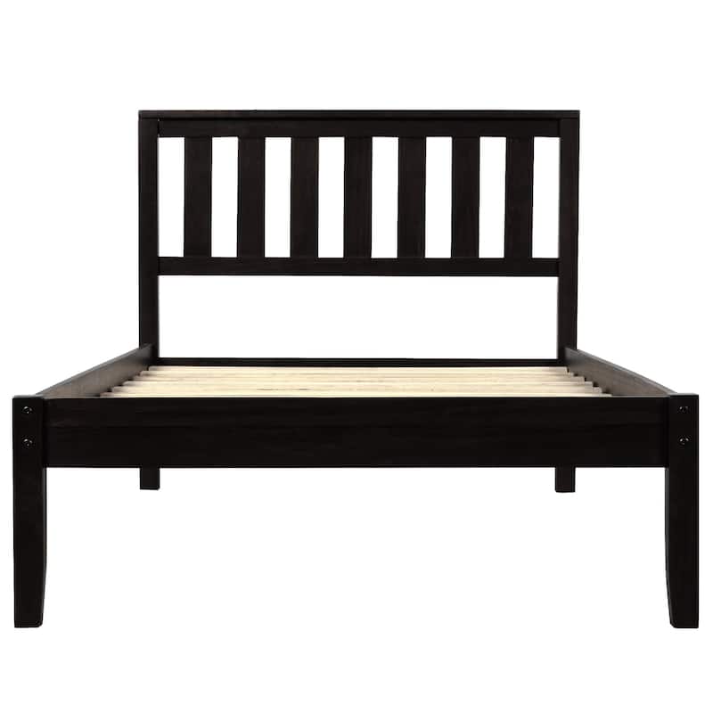 Wood Platform Bed with Headboard/ Slat