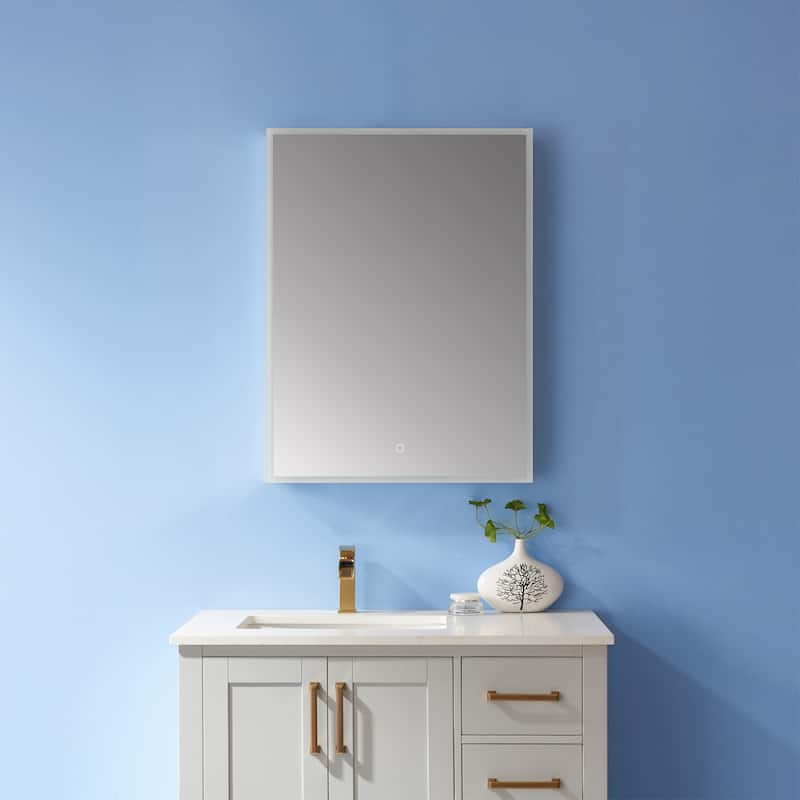 24" Rectangle Frameless Lighted Medicine Cabinet Wall Mounted Mirror