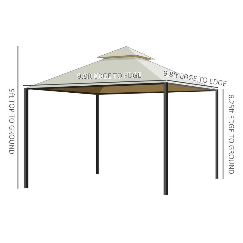 10' x 10' Steel Outdoor Patio Gazebo with Privacy Curtains & Two-Tier Roof