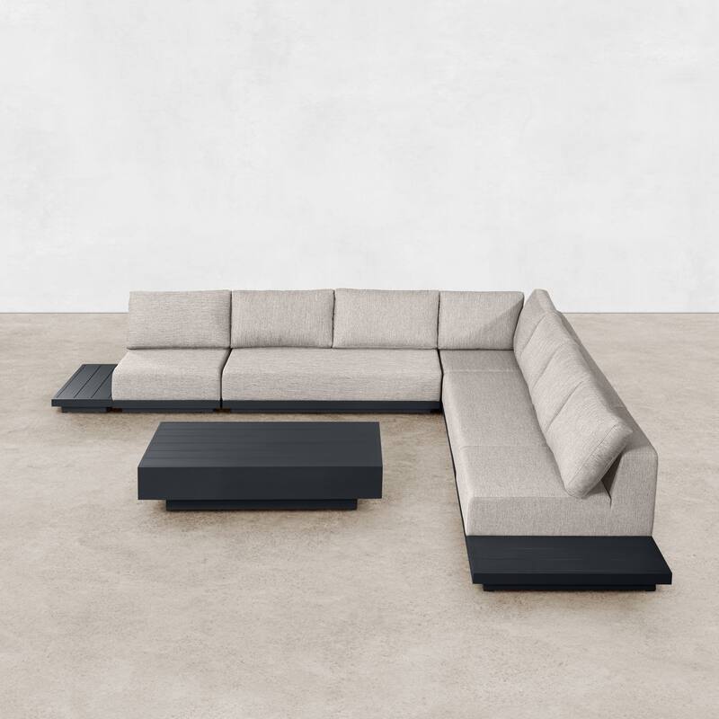 Oslo Aluminum Outdoor Upholstered Sectional Lounge Set- 8-Piece