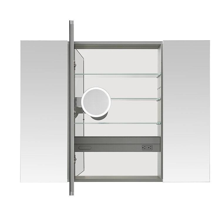 AQUADOM Royale Medicine Cabinet With Electrical Outlets, Magnifying Mirror and Magnetic Organization - 36"x36"x5"