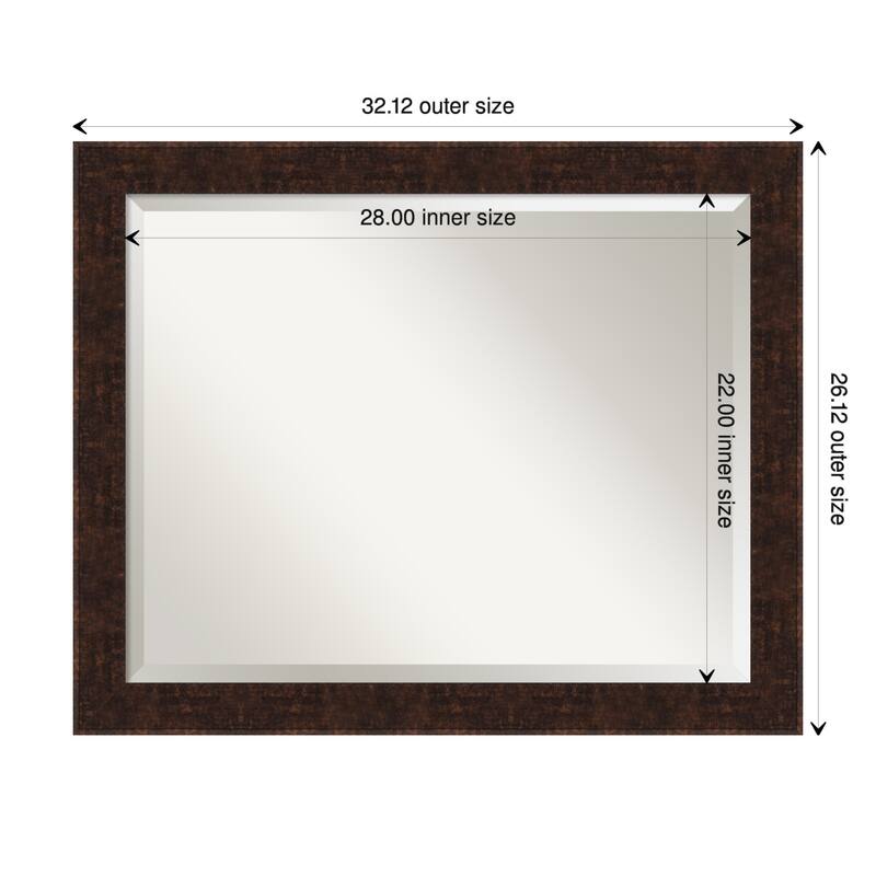 Beveled Wall Mirror - William Mottled Bronze Narrow Frame - William Mottled Bronze Narrow - 32 x 26-inch