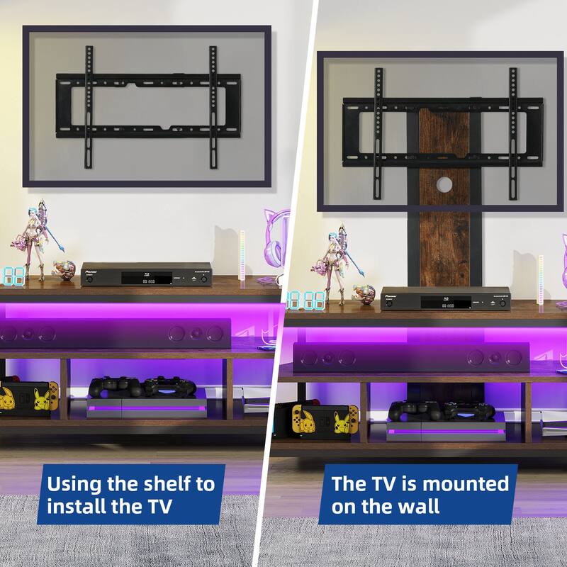 Moasis LED Light TV Stand with Mount, Power Outlet amd USB Port for TVs up to 70"