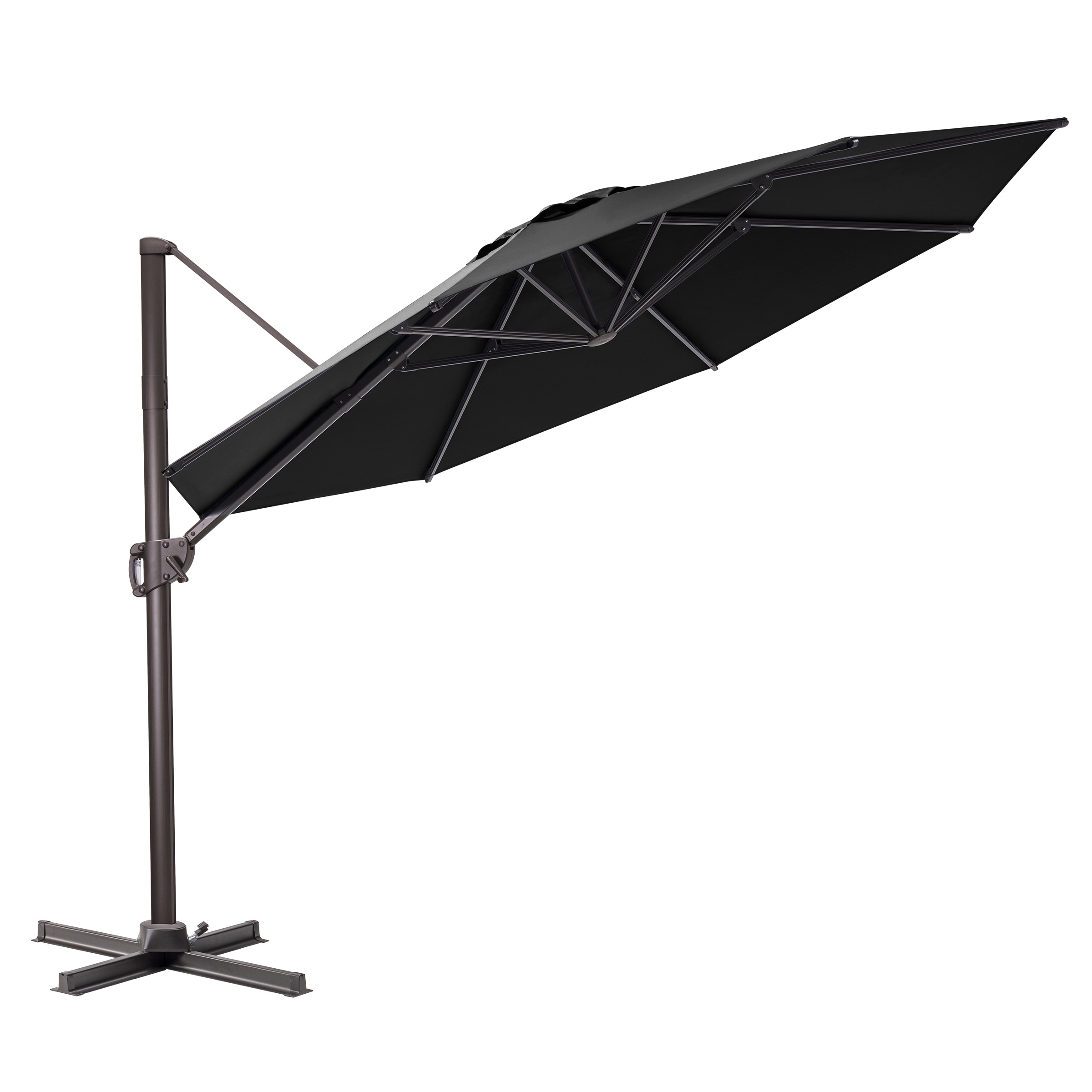 Outdoor 11 Ft Steel Round Patio Cantilever Offset Umbrella with Cross Base