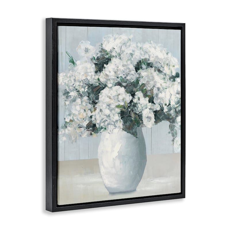 Stupell Timeless White Flower Vase Framed Floater Canvas Wall Art Design By Sally Swatland