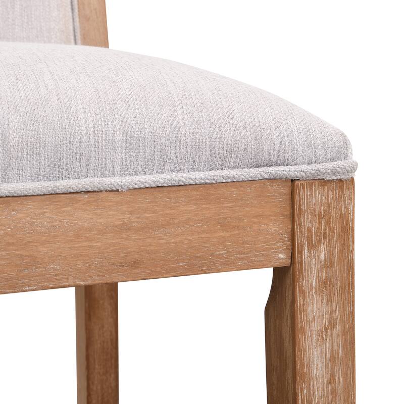 Height Bar Stools set of 2, Armless Dining Chairs with Footrest, Upholstered Kitchen Chairs with Rubber Wood Frame