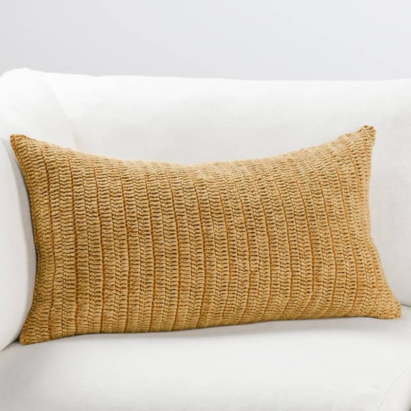 Villa by Classic Home Nakeya Knitted 14 x 26 Throw Pillow - 14x26 - Honey