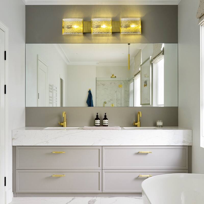 3-Light Wall Sconce with Glass Shades Modern Bathroom Vanity Light - 30" W x 2.8" D x 6" H