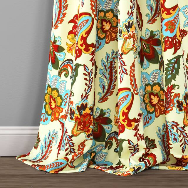 Lush Decor Zara Jacobean Room Darkening Window Curtain Panel Pair