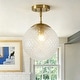 preview thumbnail 4 of 9, Rennnsan 1-Light Modern Clear Grid Glass Semi Flush Mount Ceiling Light for Bedroom and Hallway - 9.8" W x 15" H