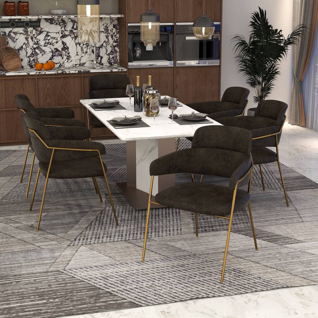 Axis Modern Luxury Dining Chairs (Set of 4) with High-Gloss Gold Stainless Steel Legs & Premium Upholstery