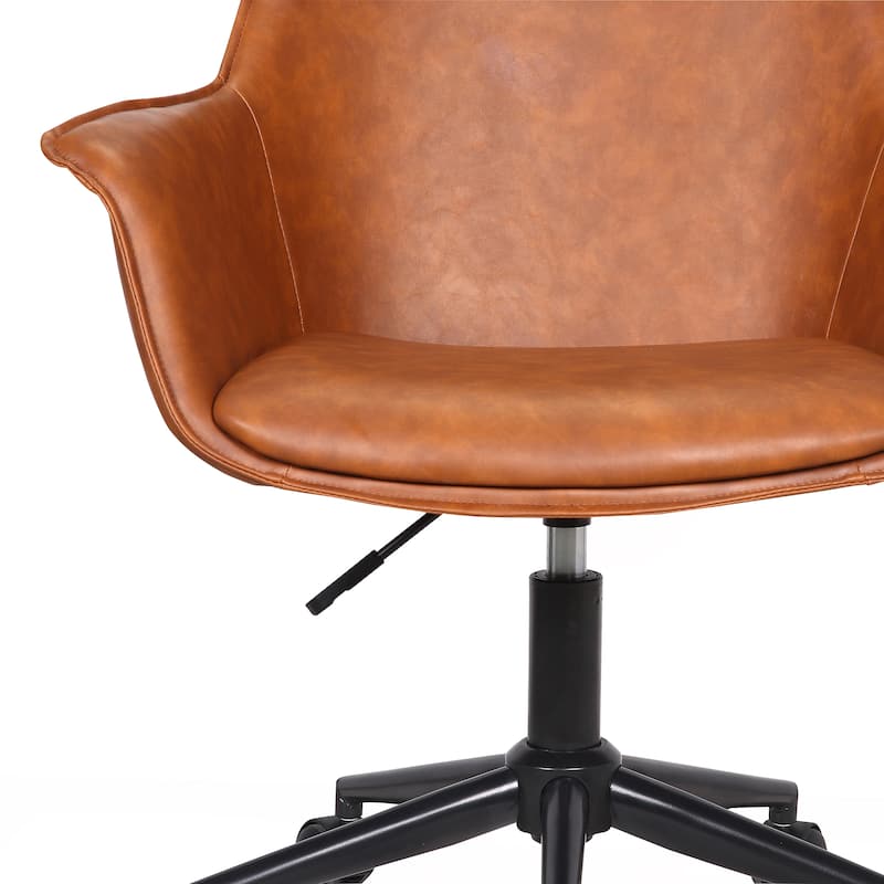 Porthos Home Jamar PU Leather Office Chair with Metal Roller Base