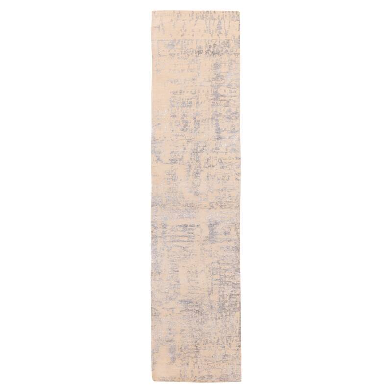 ECARPETGALLERY Hand-knotted Legacy Beige Silk, Wool Rug - 2'6 x 11'11