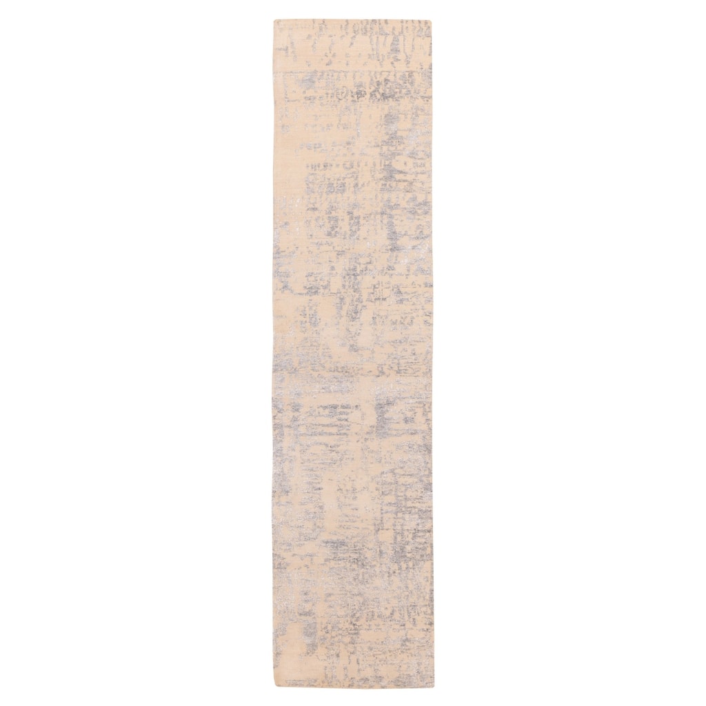 ECARPETGALLERY Hand-knotted Legacy Beige Silk, Wool Rug - 2'6 x 11'11