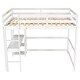 preview thumbnail 4 of 7, Full Loft Bed Pine Kids Bed with Desk Shelves and Ladder, White
