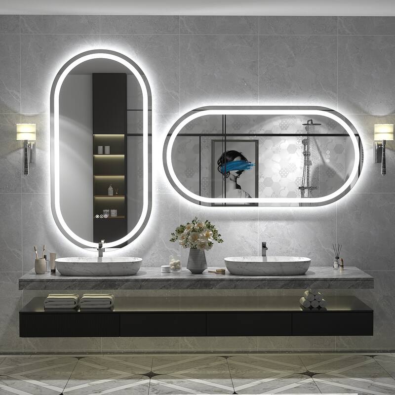 UL Certified Oval LED Lighted Anti-fog Wall Bathroom Vanity Mirror