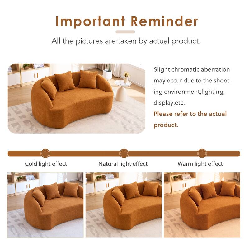 LY-049S Curved Modern Boneless Sofa Loveseat, Backrest Upgrade