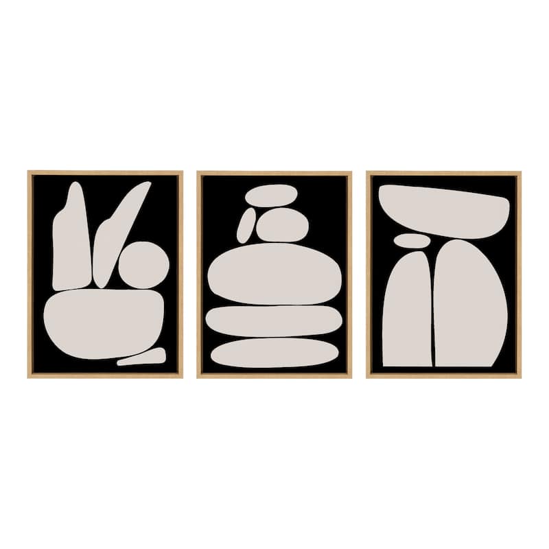 Kate and Laurel Sylvie Zen Rock Canvas by The Creative Bunch Studio