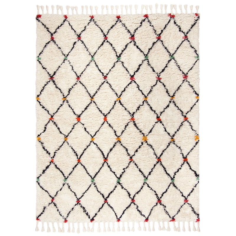 SAFAVIEH Handmade Casablanca Shag Hajri Tribal Wool Rug