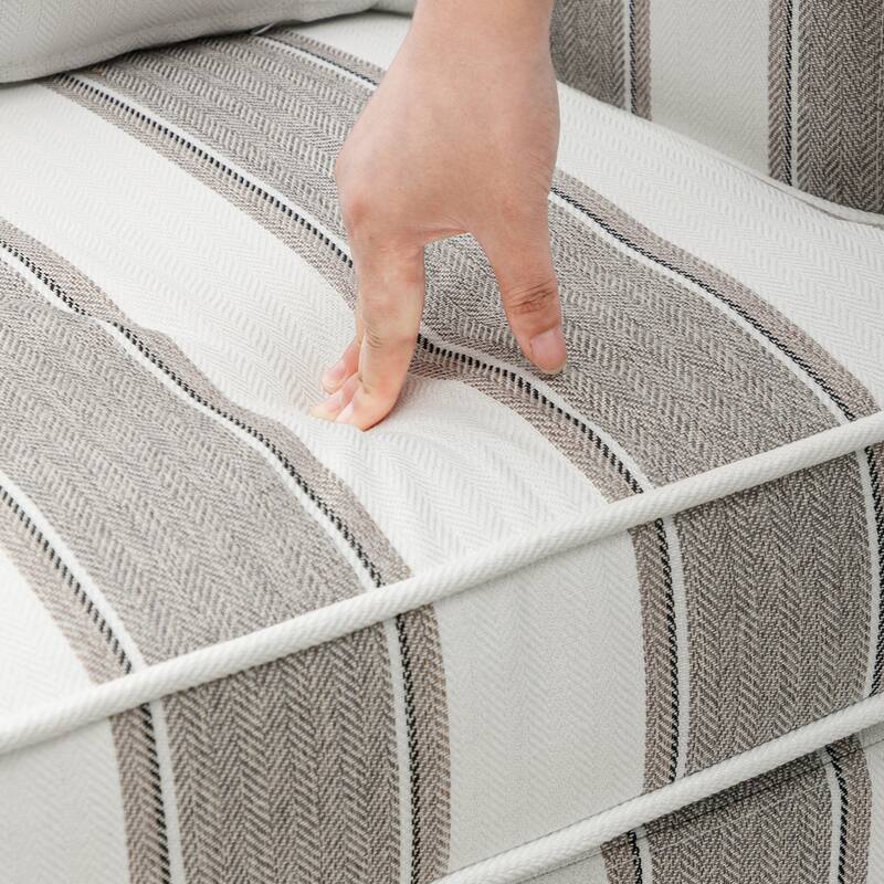 Modern Fabric Accent Chair with Upholstered Armrest Wooden Legs and Pillow for Living Room