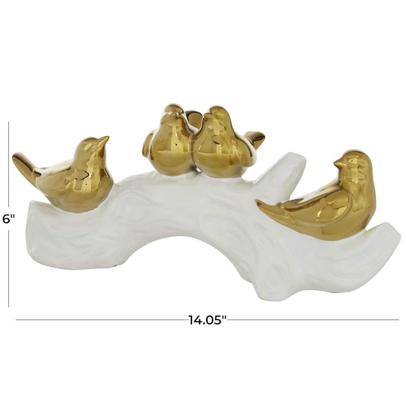 Porcelain Ceramic Bird Decorative Sculpture - Gold - Roche River Decor