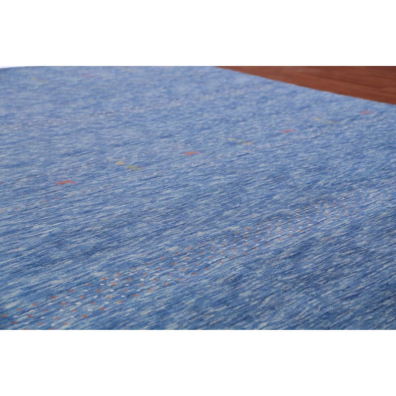 Hand Knotted Oriental 100% Wool Carpet Tribal Tribal Navy Blue & Blues Gabbeh Area Rug - 9' 9'' X 8' 0''