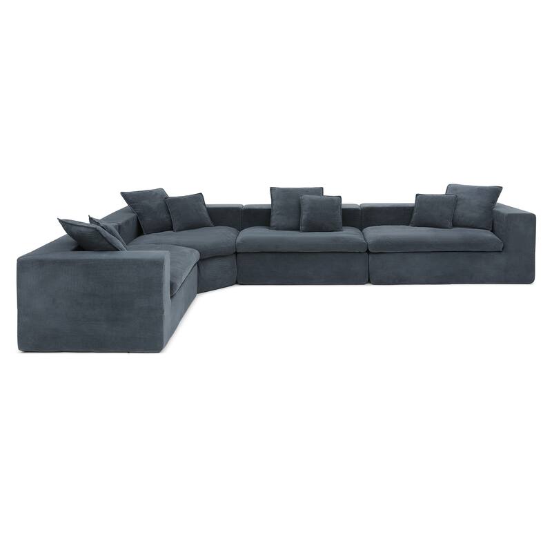L-Shape Cloud Sectional Couch Oversized Modular Recliner Sofa Velvet Upholstered Sleeper Couches for Living Room Deep Seat Sofa