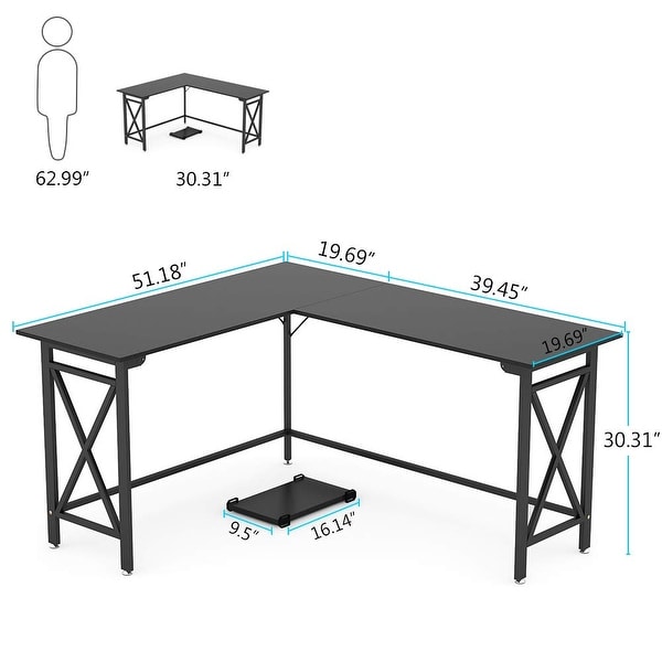 Corner Computer Desk Study Gaming Table Writing With 4 Shelves Wooden /& Metal