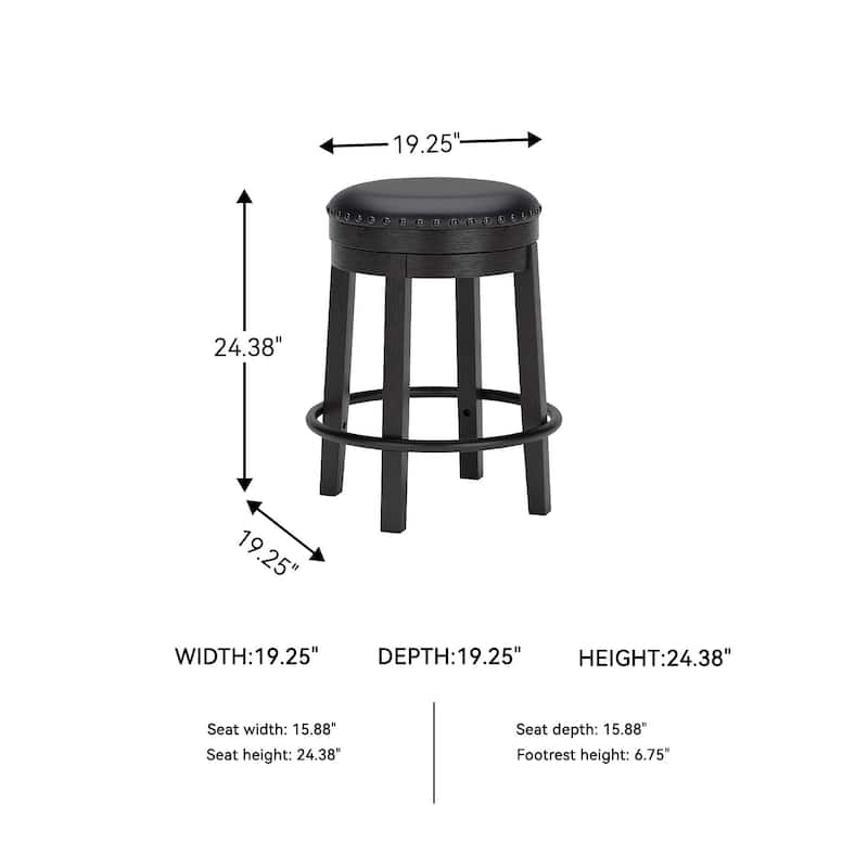 Signature Design by Ashley Valebeck Black Upholstered Swivel Stool - 19.25" W x 19.25" D x 24.38" H
